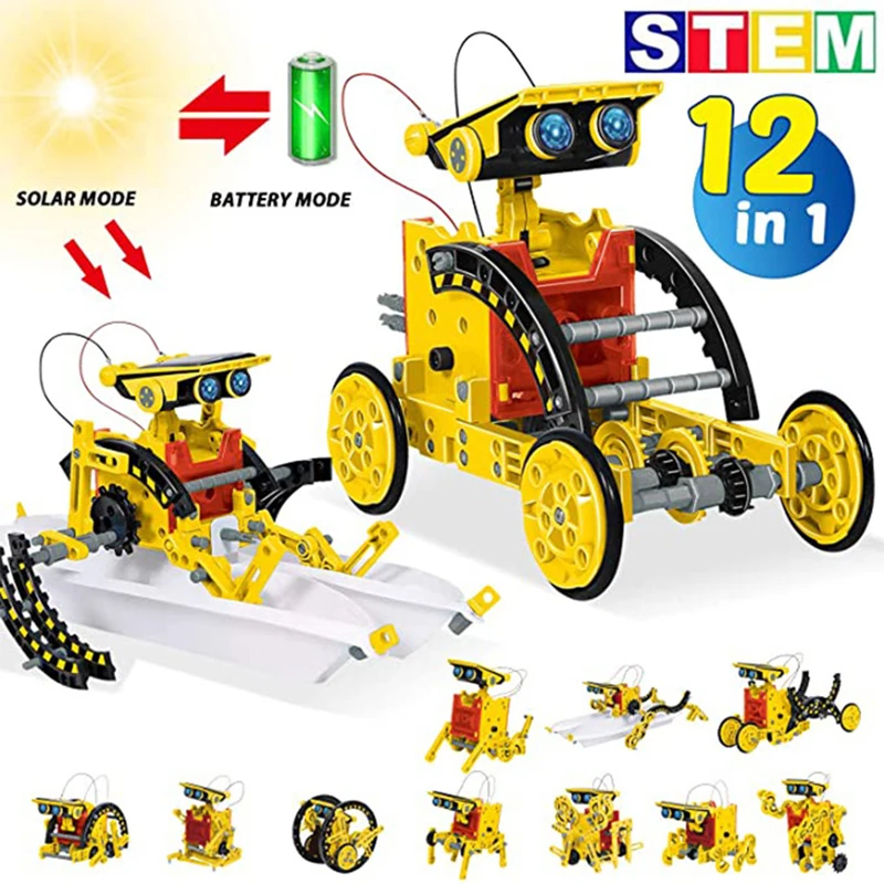 Power Tools Kids - 12 ใน 1 การทดลองวิทยาศาสตร์หุ่นยนต์พลังงานแสงอาทิตย์ของเล่น DIY อาคารขับเคลื่อนเครื่องมือการเรียนรู้การศึกษาหุ่นยนต์เทคโนโลยี