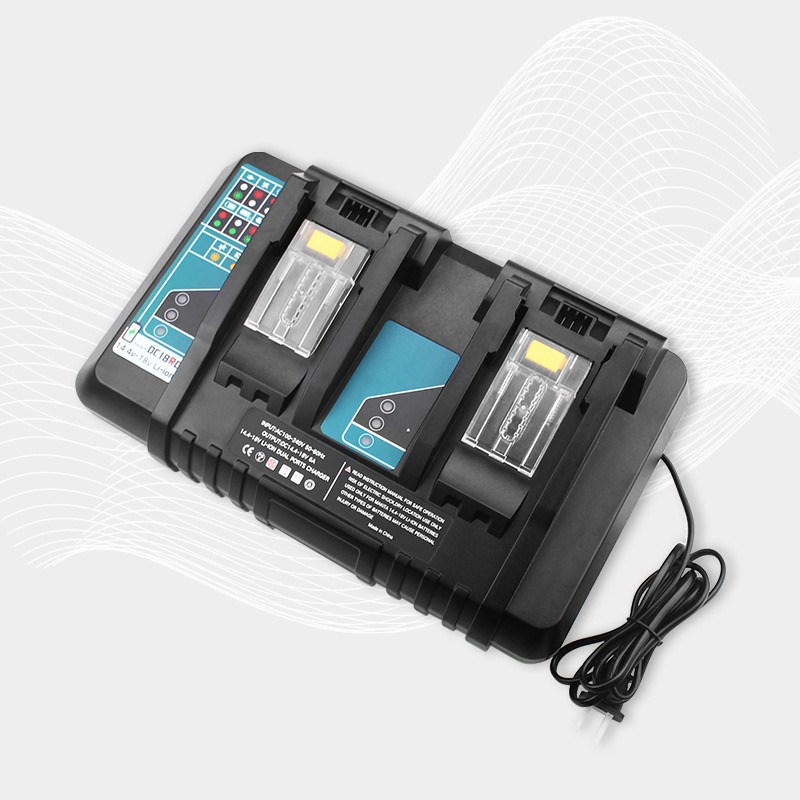 Power Tools Toolstation - เครื่องชาร์จแบบเร็วสองพอร์ตแบบพกพา สถานีชาร์จแบตเตอรี่ลิเธียมสำหรับแบตเตอรี่ Makita 14.4–18V Li-ion เครื่องชาร์จแบตเตอรี่เครื่องมือไฟฟ้า
