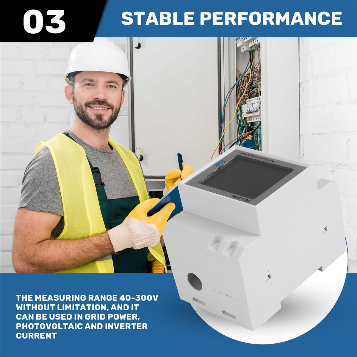 Power Tools Mall - มอนิเตอร์วัดค่าไฟฟ้าแบบติดตั้งบนราง Din AC 6in1 250-450V 100A