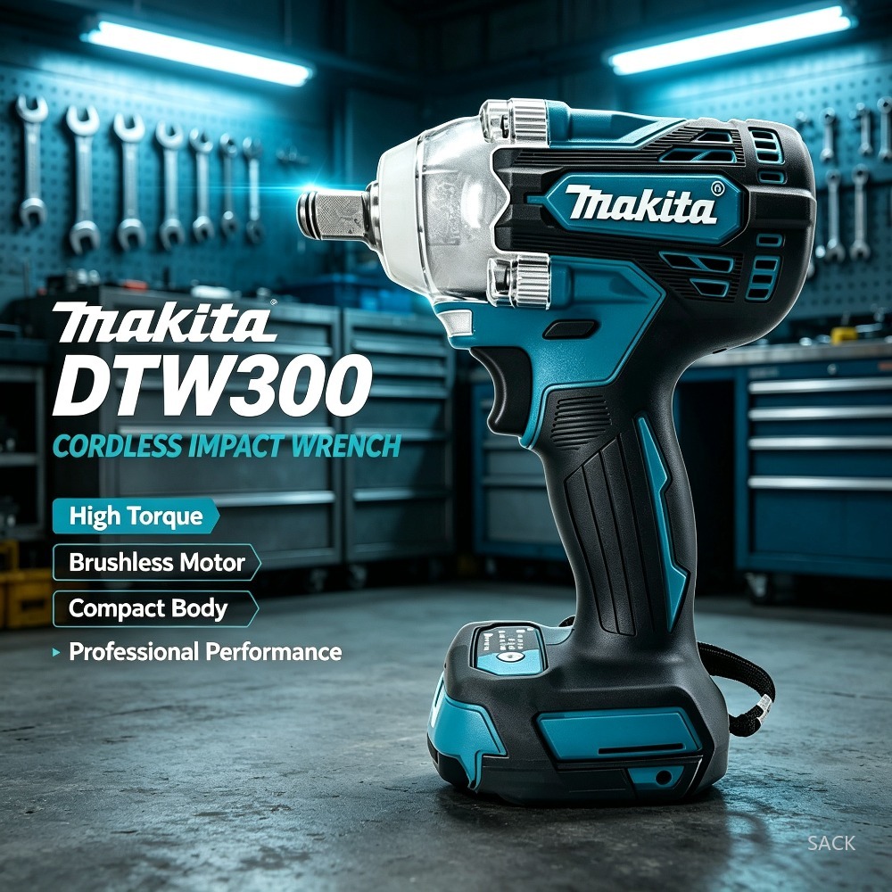 Makita Drill Dtw300 - มากีต้า DTW300 330N.M ประแจกระแทกไร้สายแบบไม่มีแปรงถ่าน เครื่องมือไฟฟ้าแบบชาร์จได้ ใช้ได้กับแบตเตอรี่มากีต้า