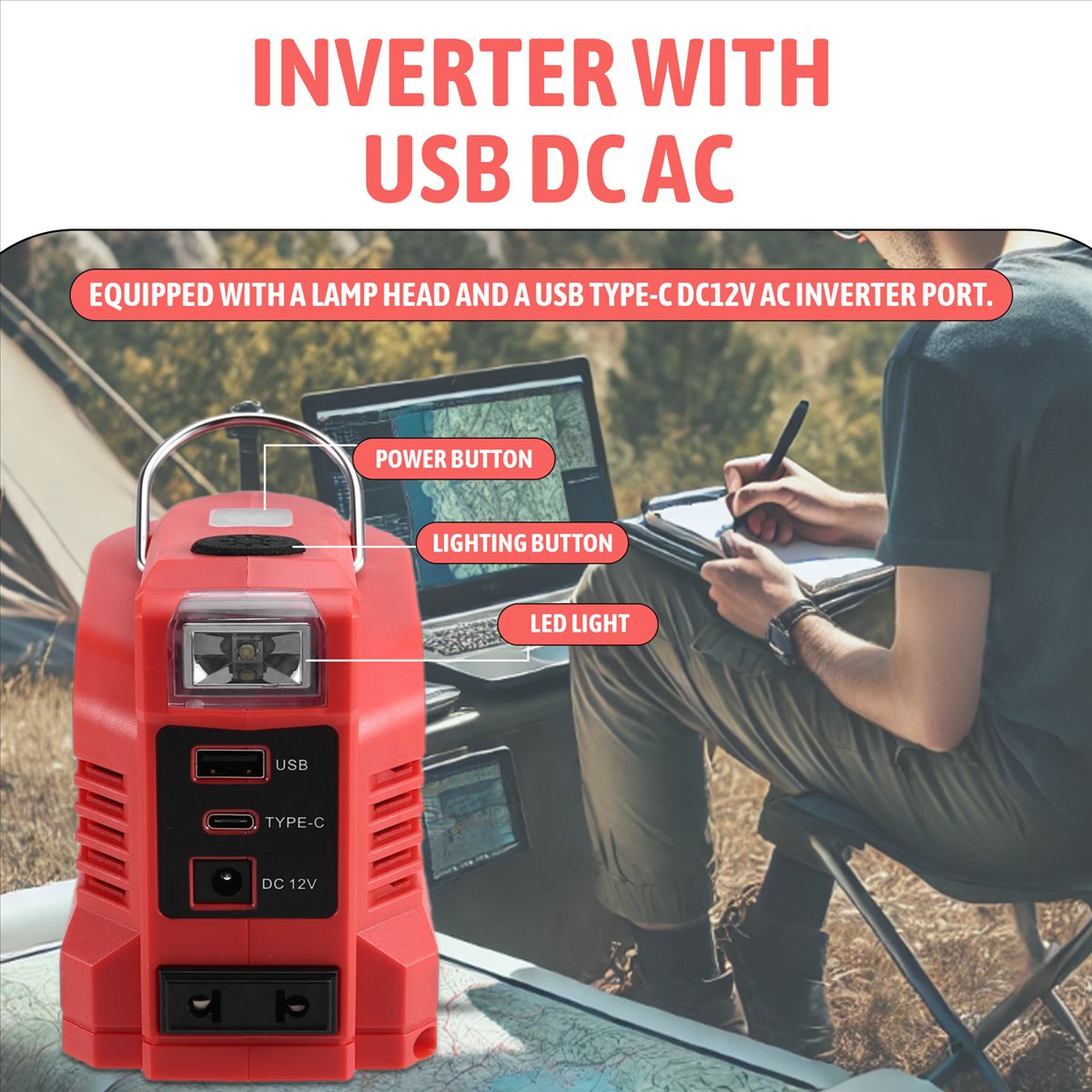 Power Tools Toolstation - DT81 อินเวอร์เตอร์คอนเวอร์เตอร์ 220W อินเวอร์เตอร์ไฟฟ้าสำหรับไอน์เฮล 18V แบตเตอรี่