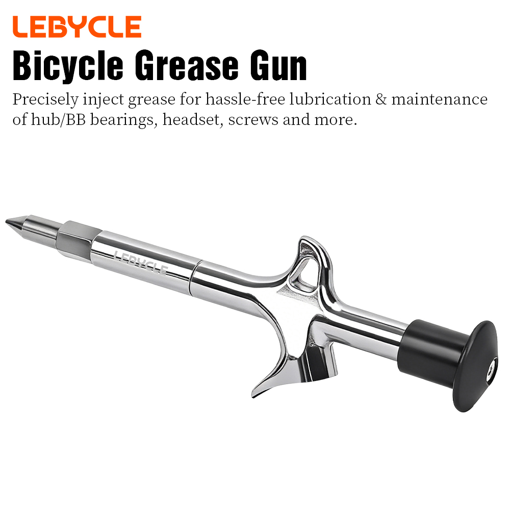 Power Tools Grease - ปืนอัดจาระบีจักรยาน LEBYCLE สำหรับจักรยานเสือภูเขาและจักรยานถนน แบบพกพา ใช้สำหรับจาระบีลูกปืนดุมล้อ ชุดหัวจักรยาน