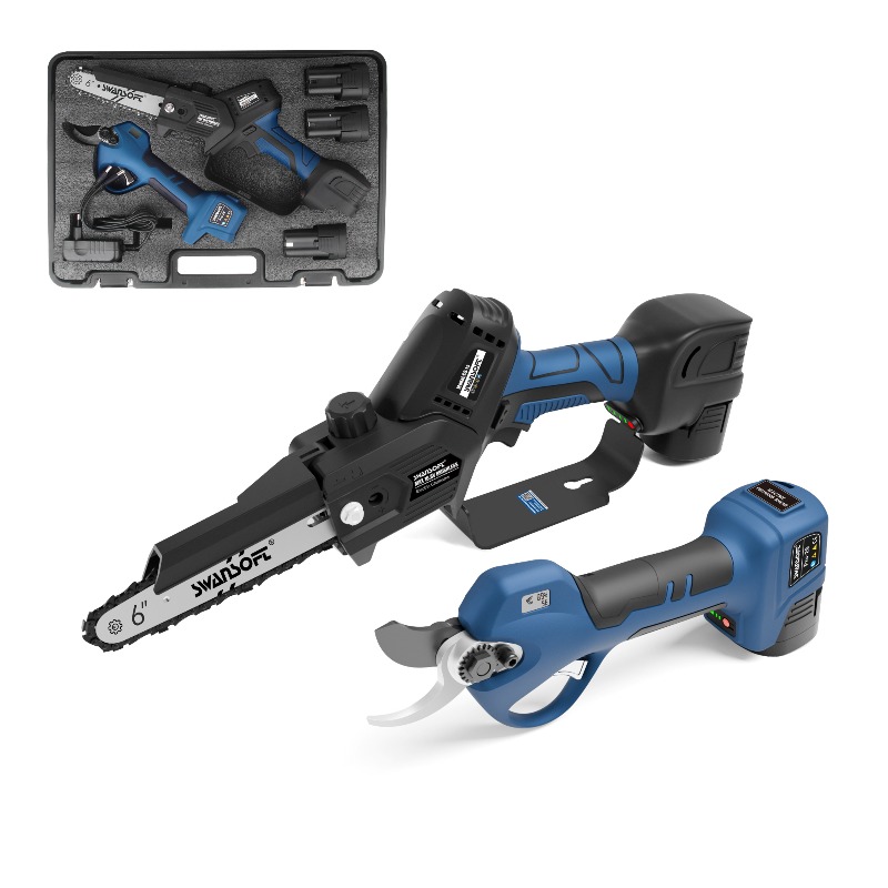 Power Tools Kits - 【สินค้าขายดี】กรรไกรตัดแต่งกิ่งไฟฟ้าไร้สายแบบไม่มีแปรงถ่านและชุดเลื่อยโซ่ 2-in-1 ชุดเครื่องมือไฟฟ้าสำหรับสวน ตัดกิ่งไม้