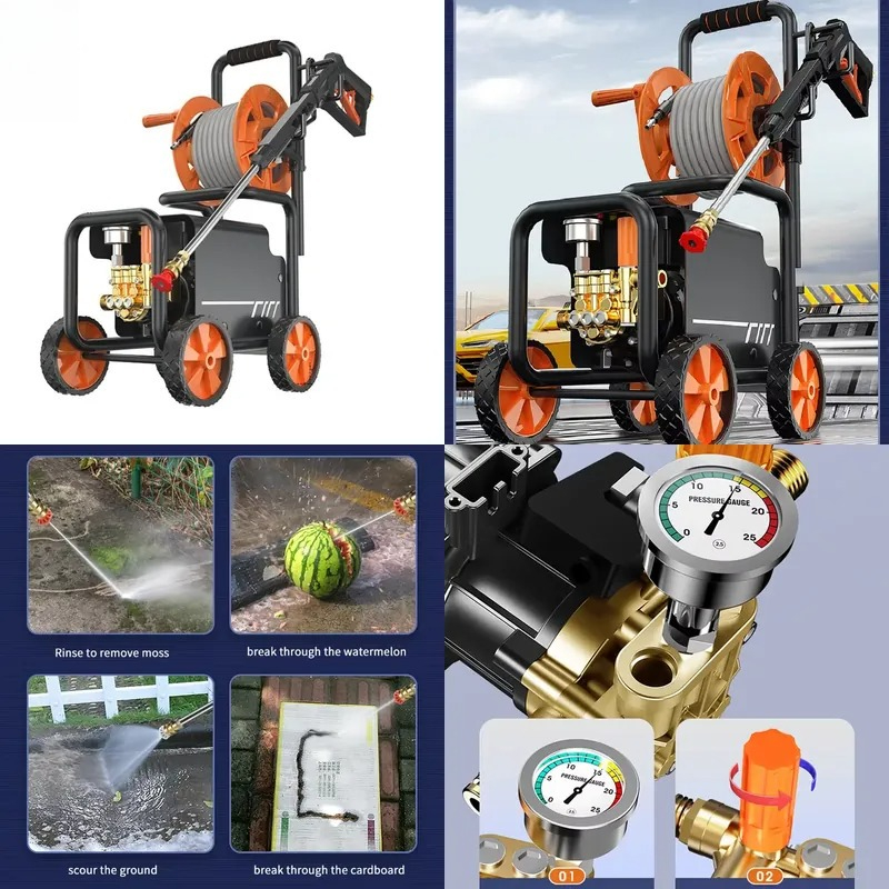 Power Tools Electrical - เครื่องล้างรถไฟฟ้ากำลังสูง 220V ขายดี พร้อมแปรงแรงดันน้ำสูง ปั๊มน้ำแรง พร้อมอุปกรณ์ทำความสะอาดพิเศษ