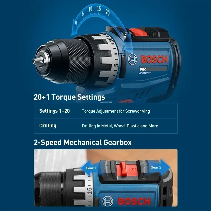 BOSCH GSR12V-31 ชุดสว่านไฟฟ้าไ - Power Tools Kits บทวิจารณ์และราคา